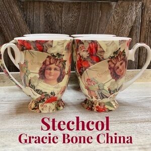 Stechcol, Four, Gracie Bone China, Christmas Cups